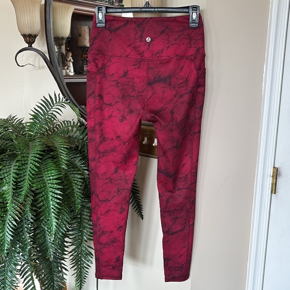Brand New LegEnd Leggings Red Marble 7/8 High Waisted w/ Pockets Activewear - Picture 11 of 15